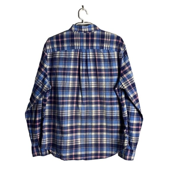 American Eagle Men's Blue Plaid Button-Down Classic Shirt - Picture 5 of 9